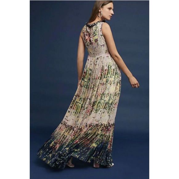 NWT Anthropologie Bhanuni by Jyoti Cydney Tiered Maxi Dress Beaded 2 Boho - Picture 3 of 14